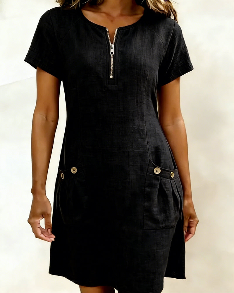 Marlow - Cotton Dress with Zip Pocket