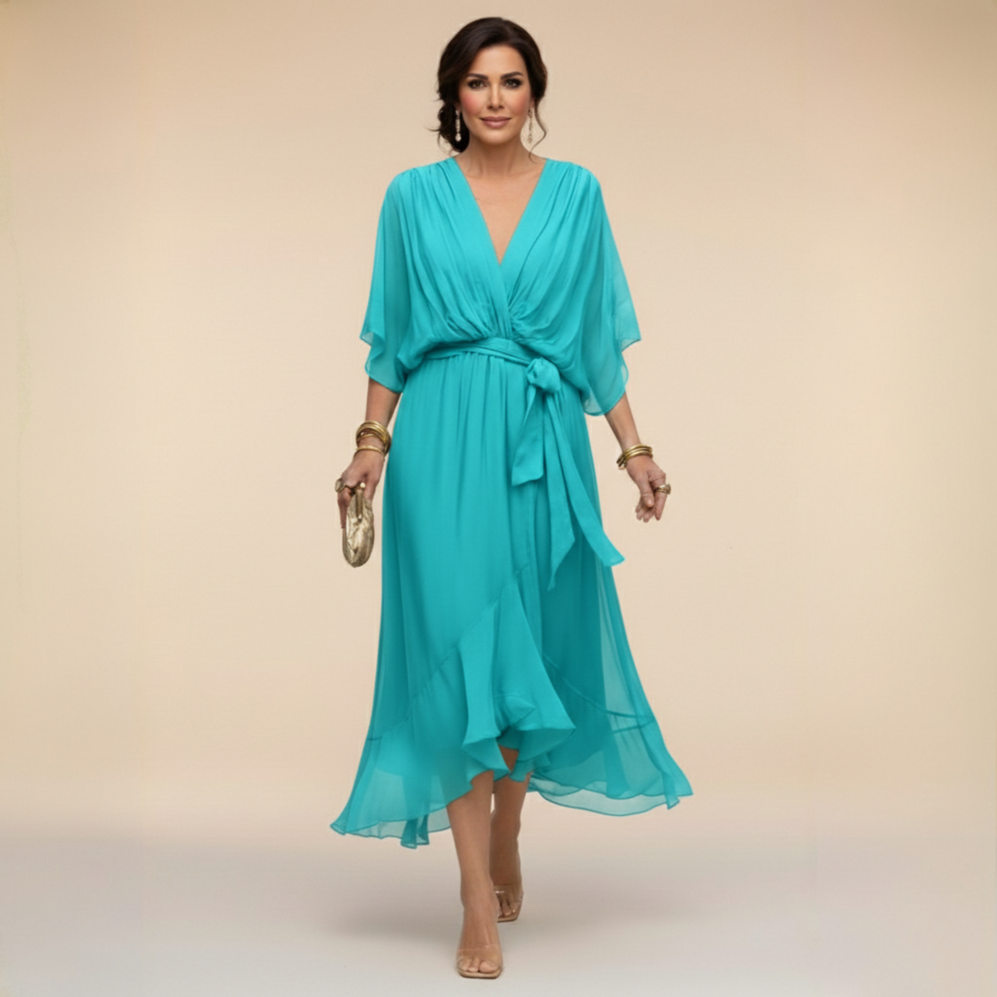 Tilly - Elegant V-Neck Chiffon Dress