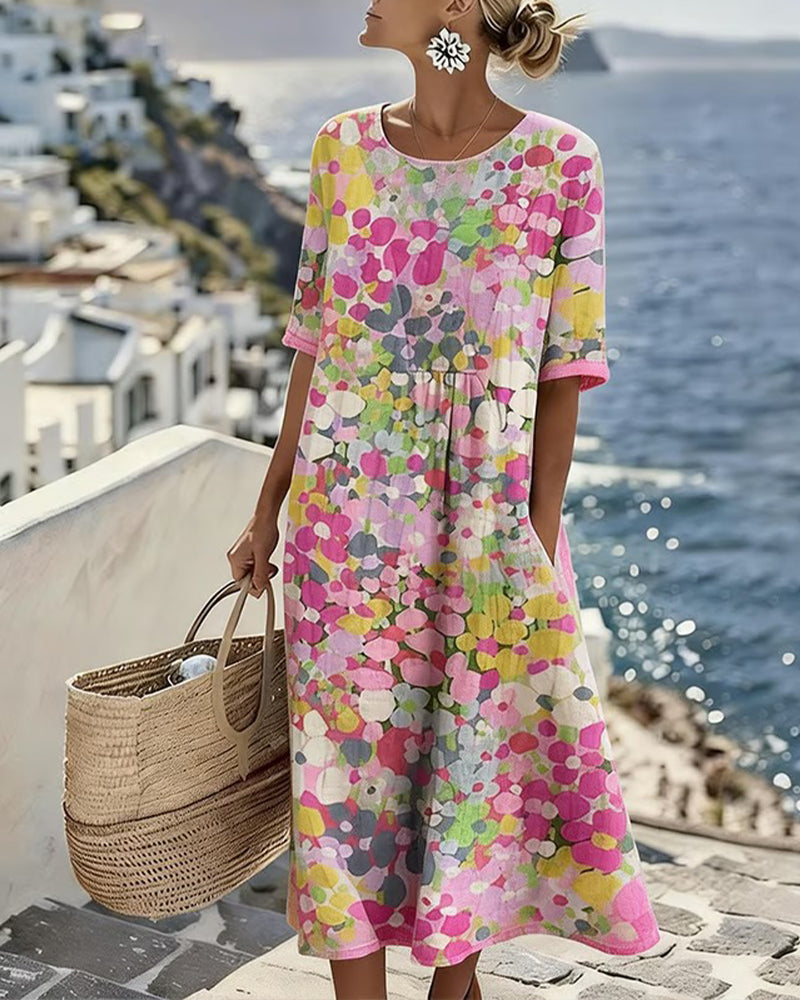 Aurora – Watercolour Floral Midi Dress