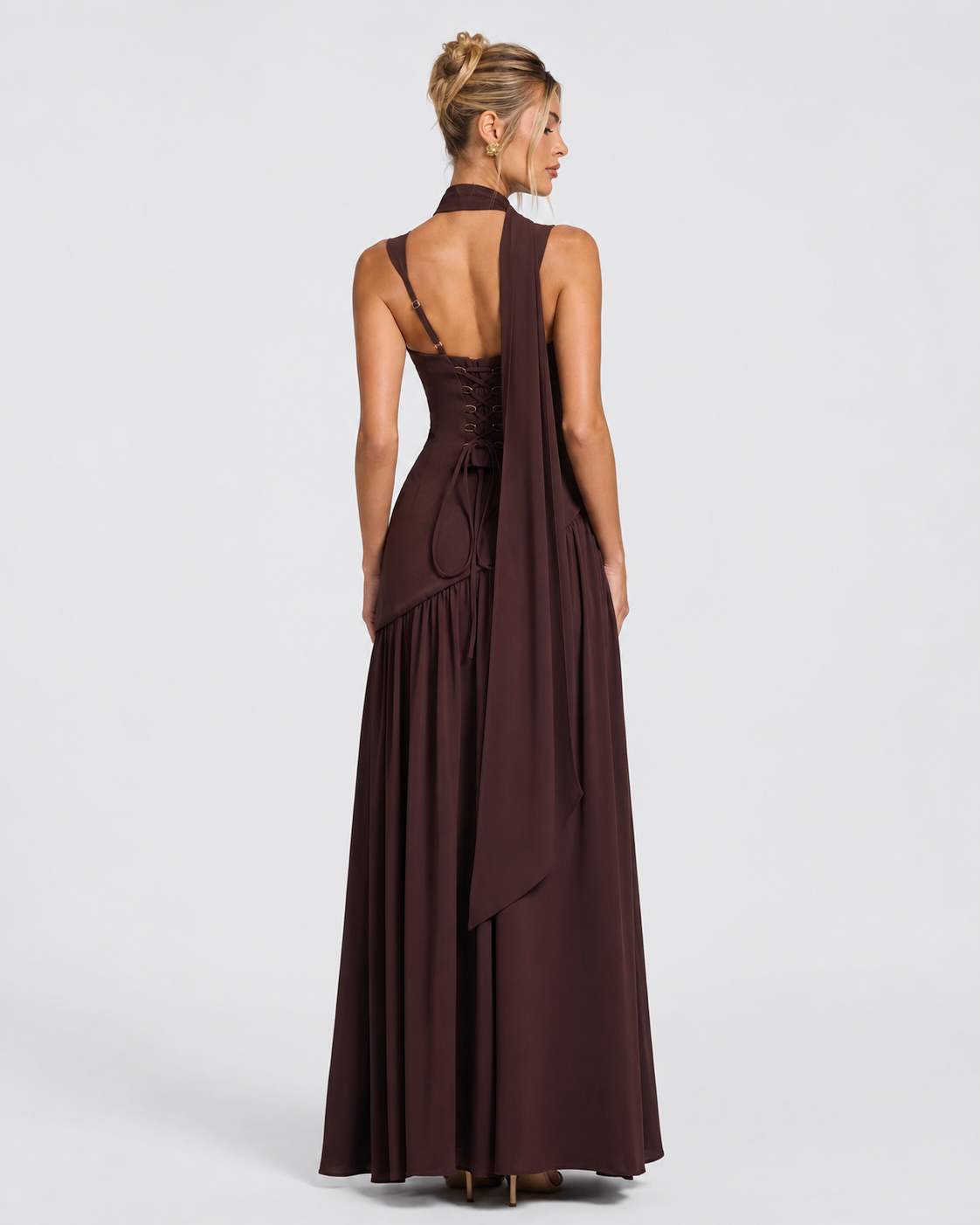 Kirsty – Corset Maxi Dress with Scarf