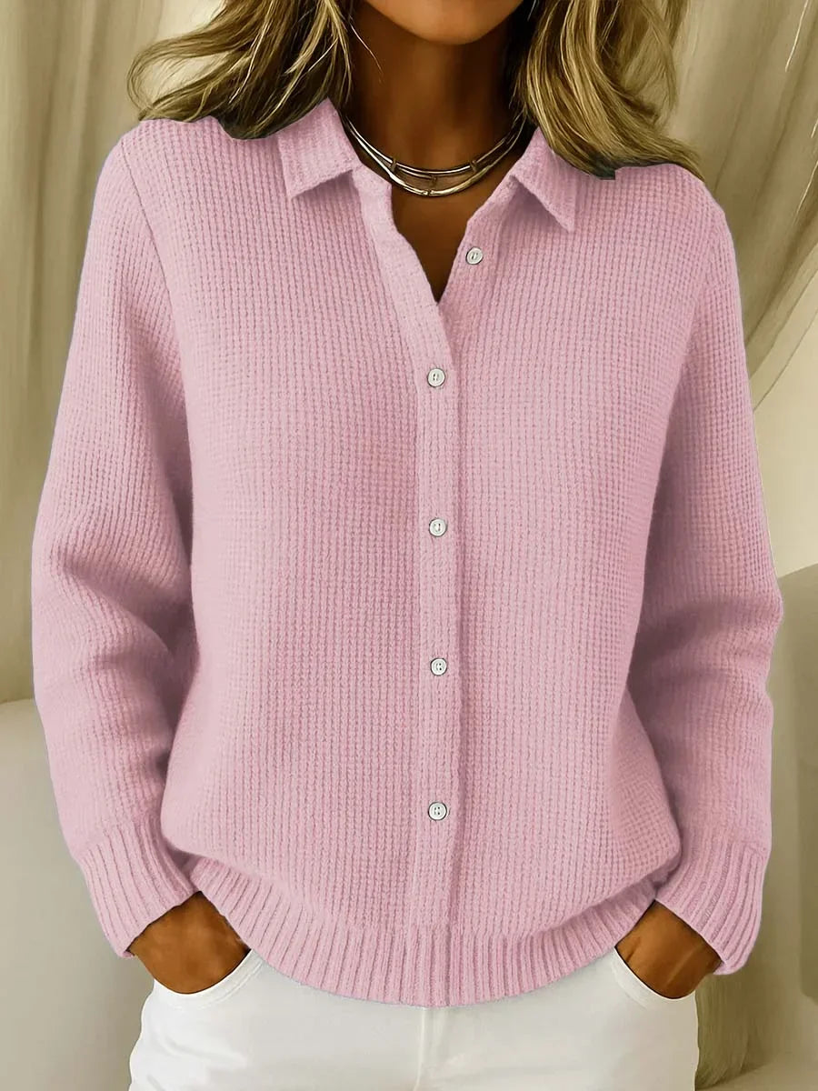 Esmae – Slim Cotton Blend Collared Cardigan