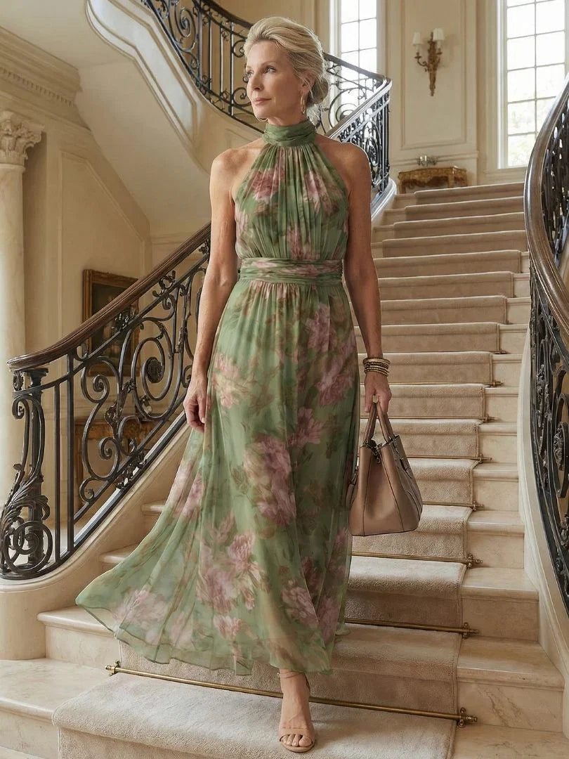 Laelia - Elegant Floral Halter Dress