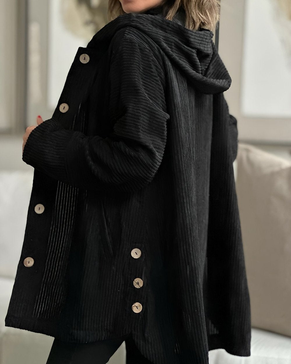 Elizabeth – Cozy Corduroy Hooded Jacket