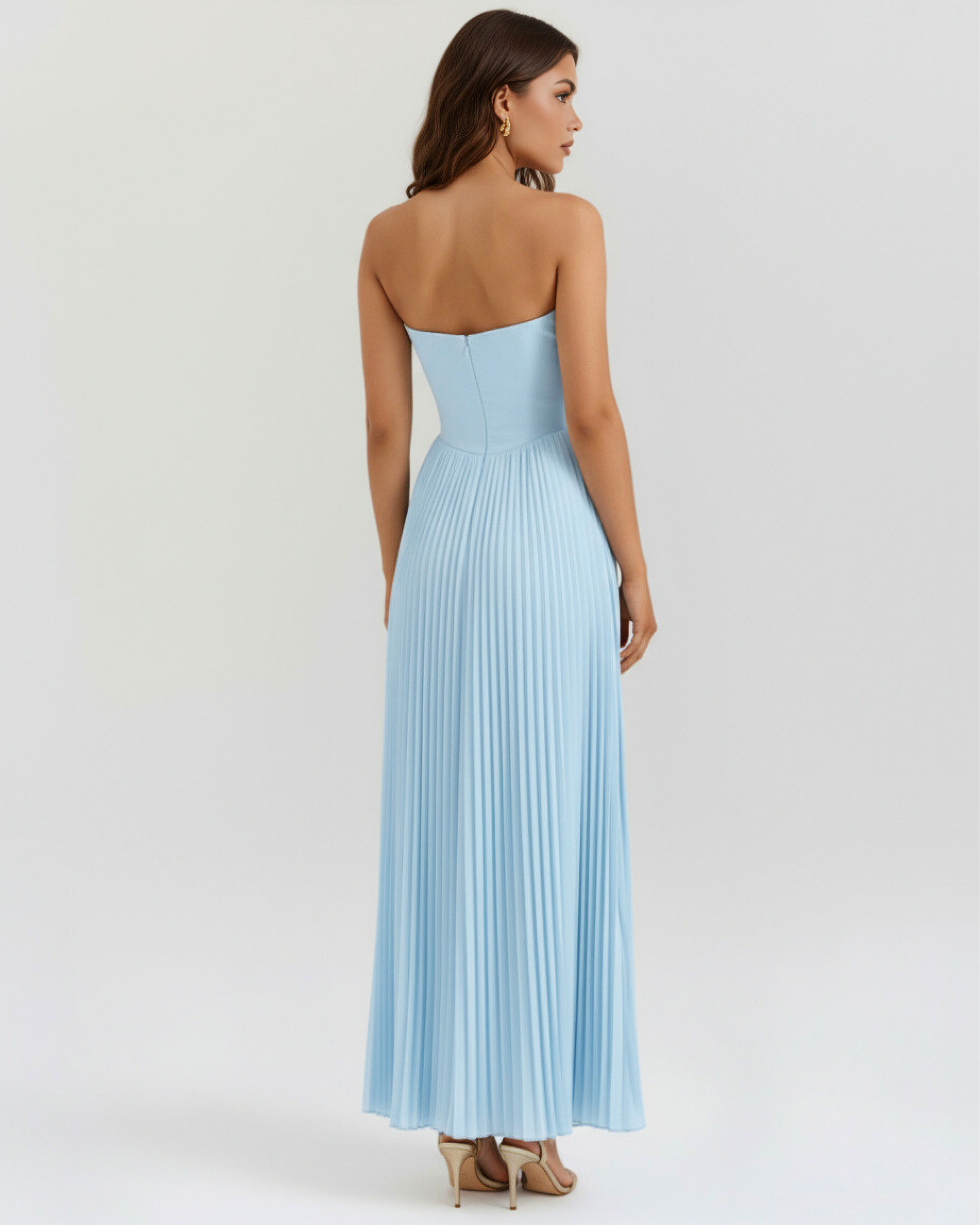 Nola – Ocean Blue Pleated Maxi Dress