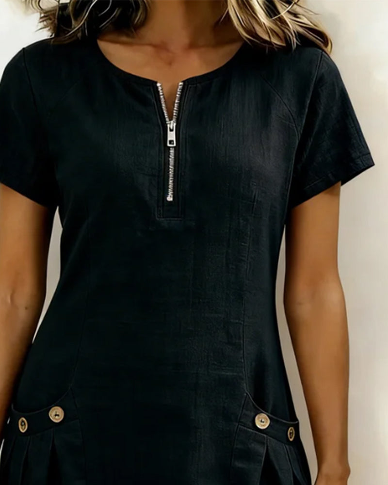 Hallie – Lightweight Linen Cotton A-Line Dress