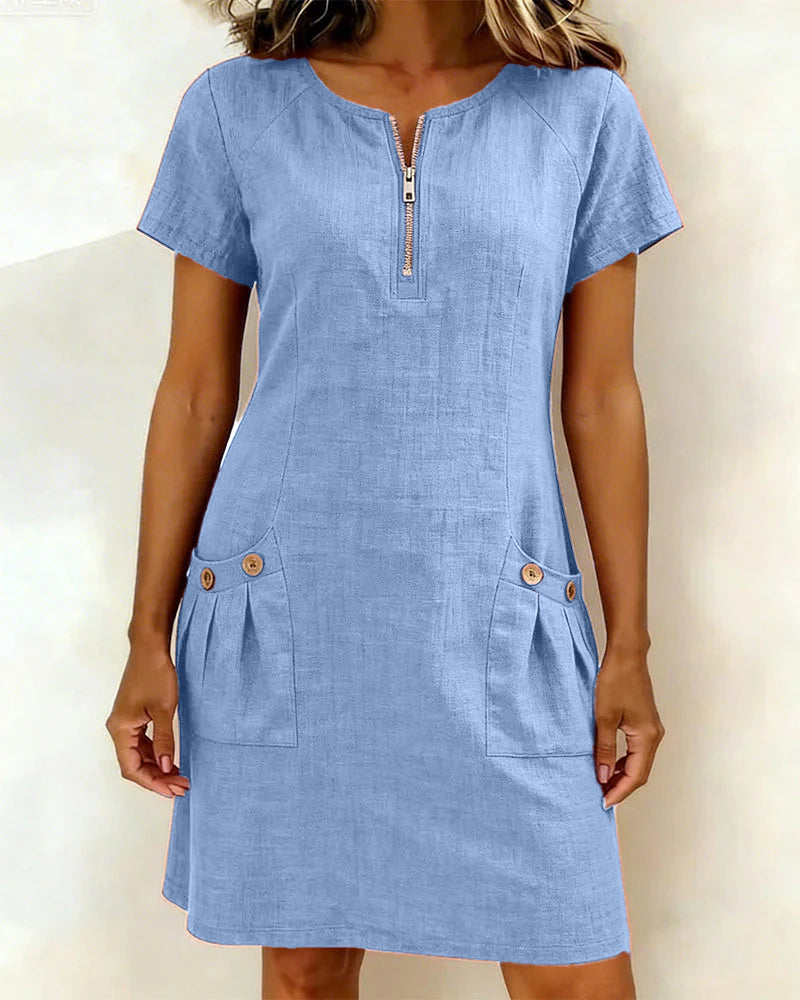 Marlow - Cotton Dress with Zip Pocket