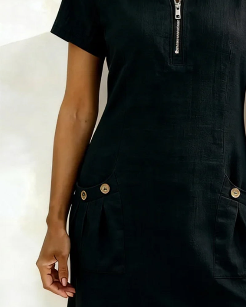 Marlow - Cotton Dress with Zip Pocket