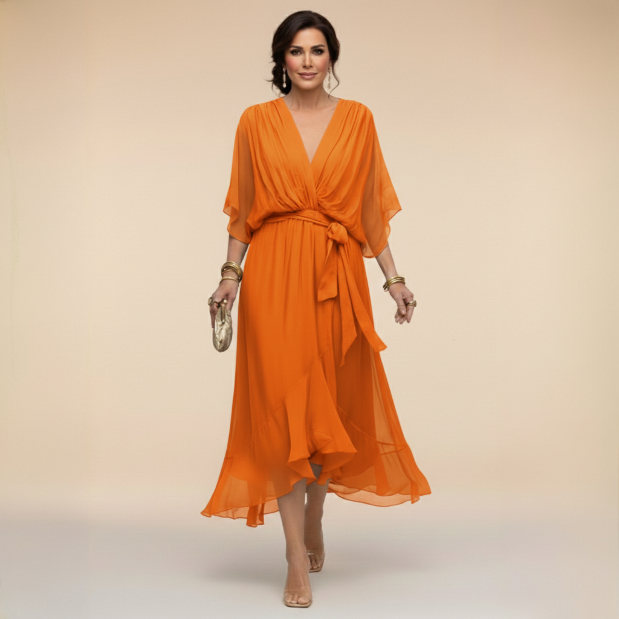 Tilly - Elegant V-Neck Chiffon Dress