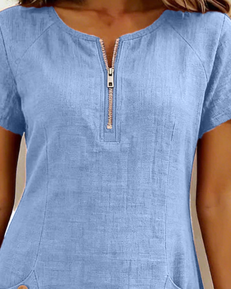 Hallie – Lightweight Linen Cotton A-Line Dress