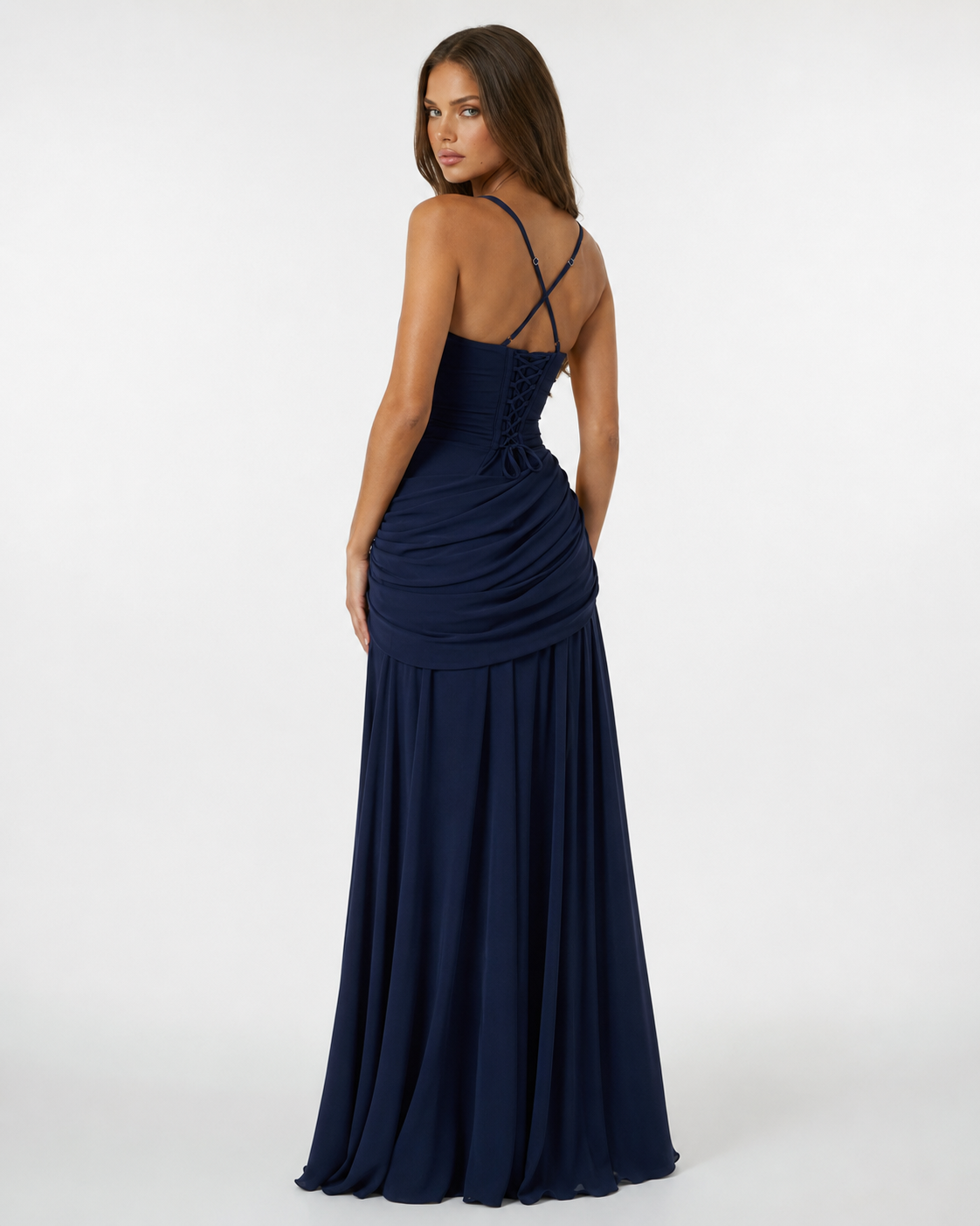 Kira – Ruched Square Neck Maxi Dress