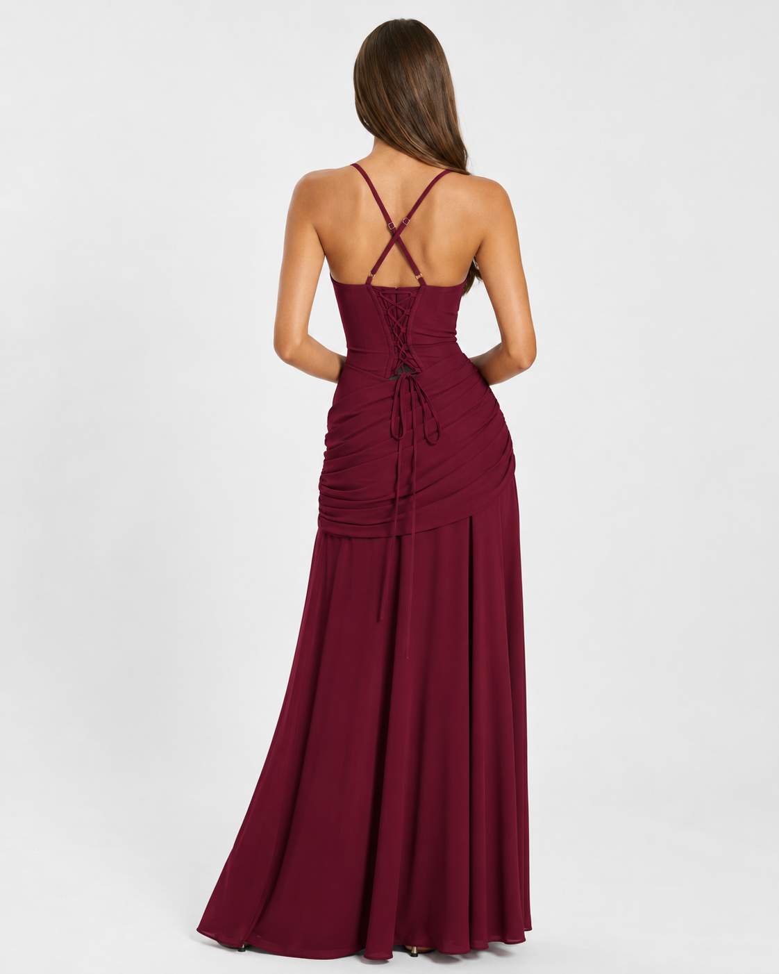 Kira – Ruched Square Neck Maxi Dress