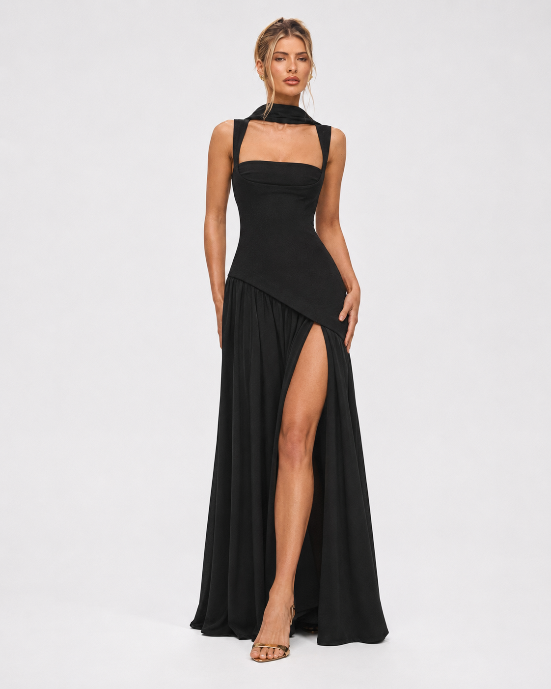 Kirsty – Corset Maxi Dress with Scarf