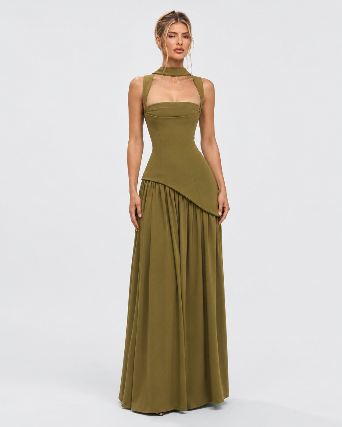 Kirsty – Corset Maxi Dress with Scarf