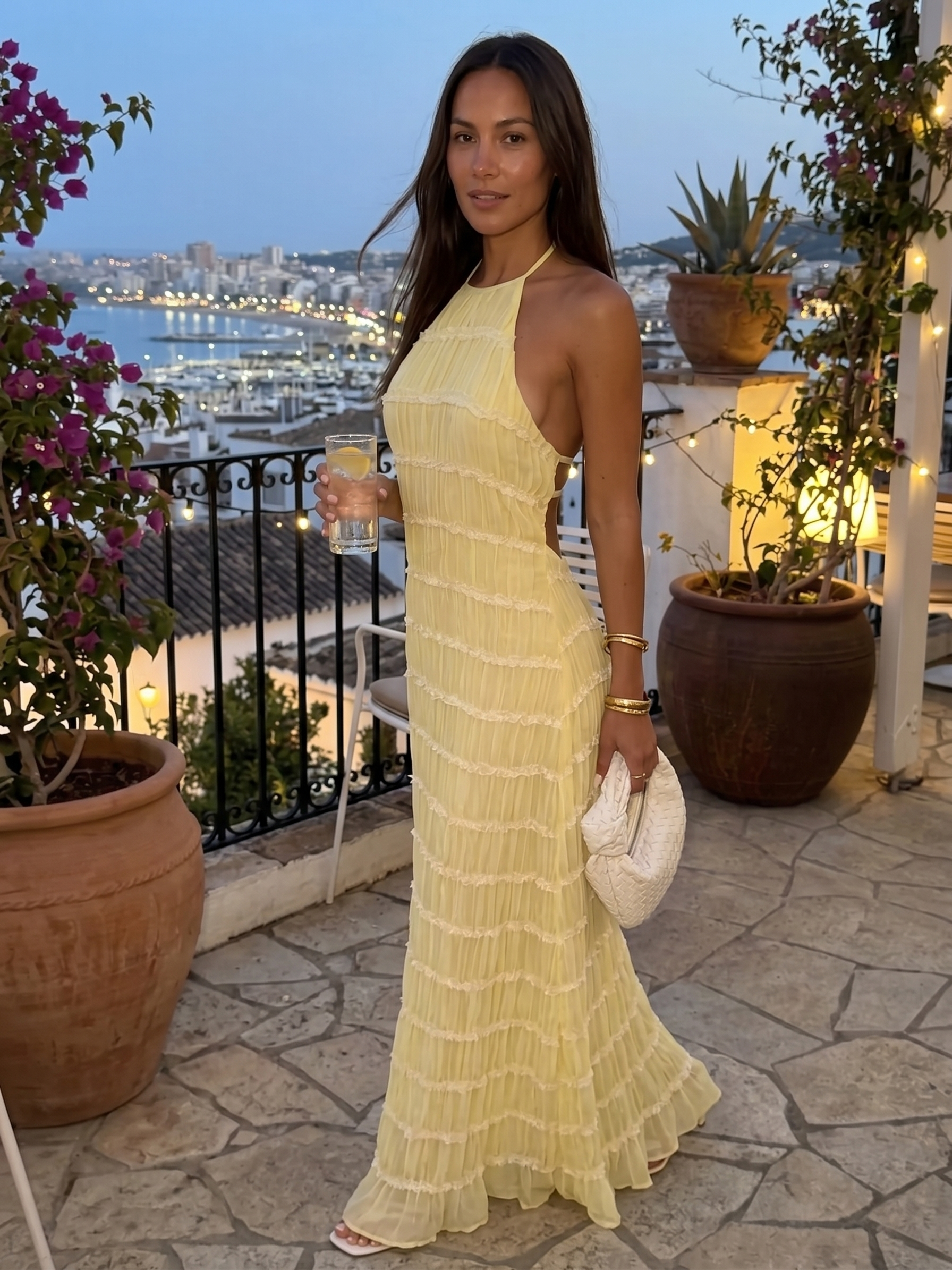 Nicole – Tiered Halterneck Maxi Dress