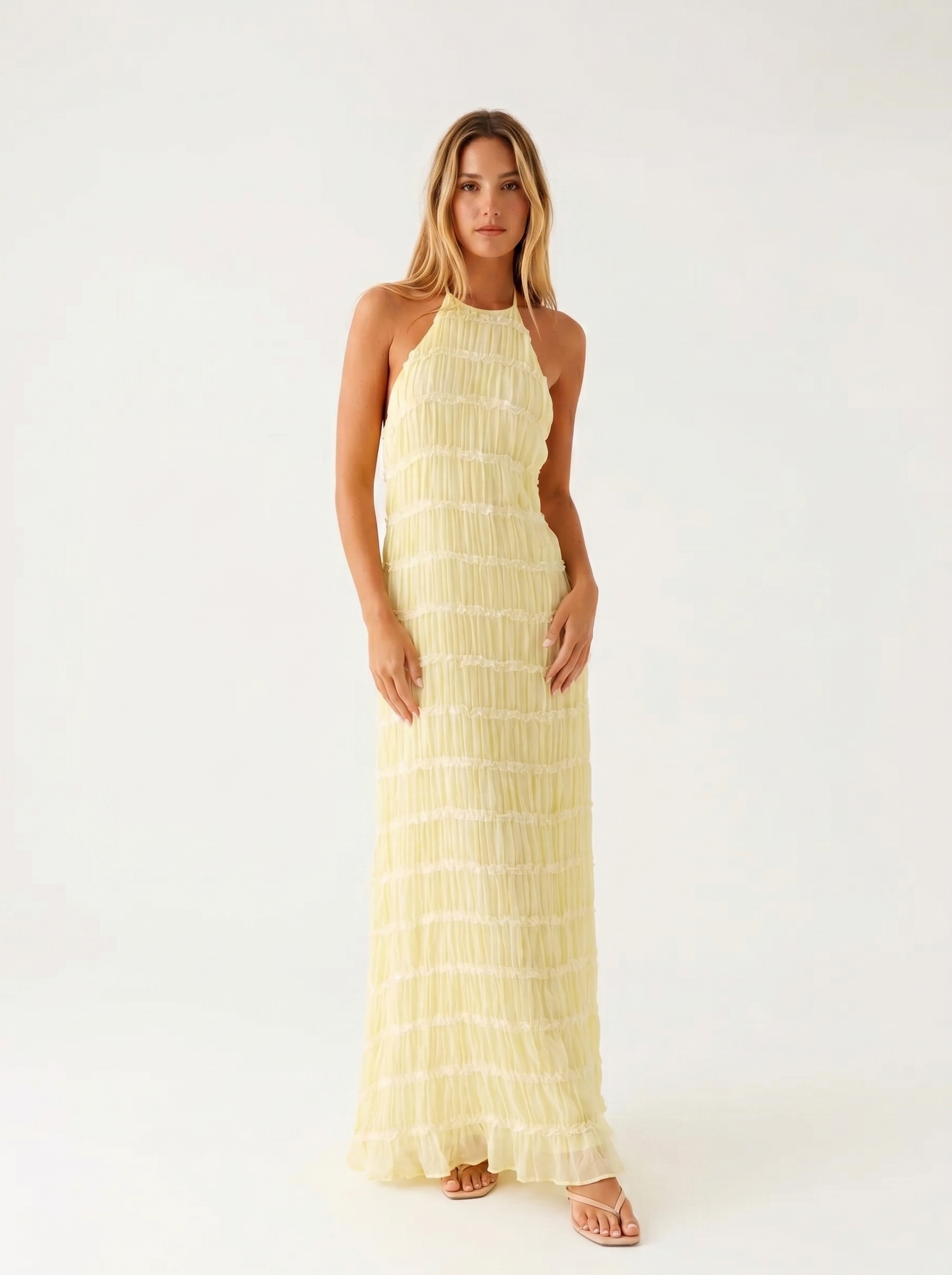Nicole – Tiered Halterneck Maxi Dress