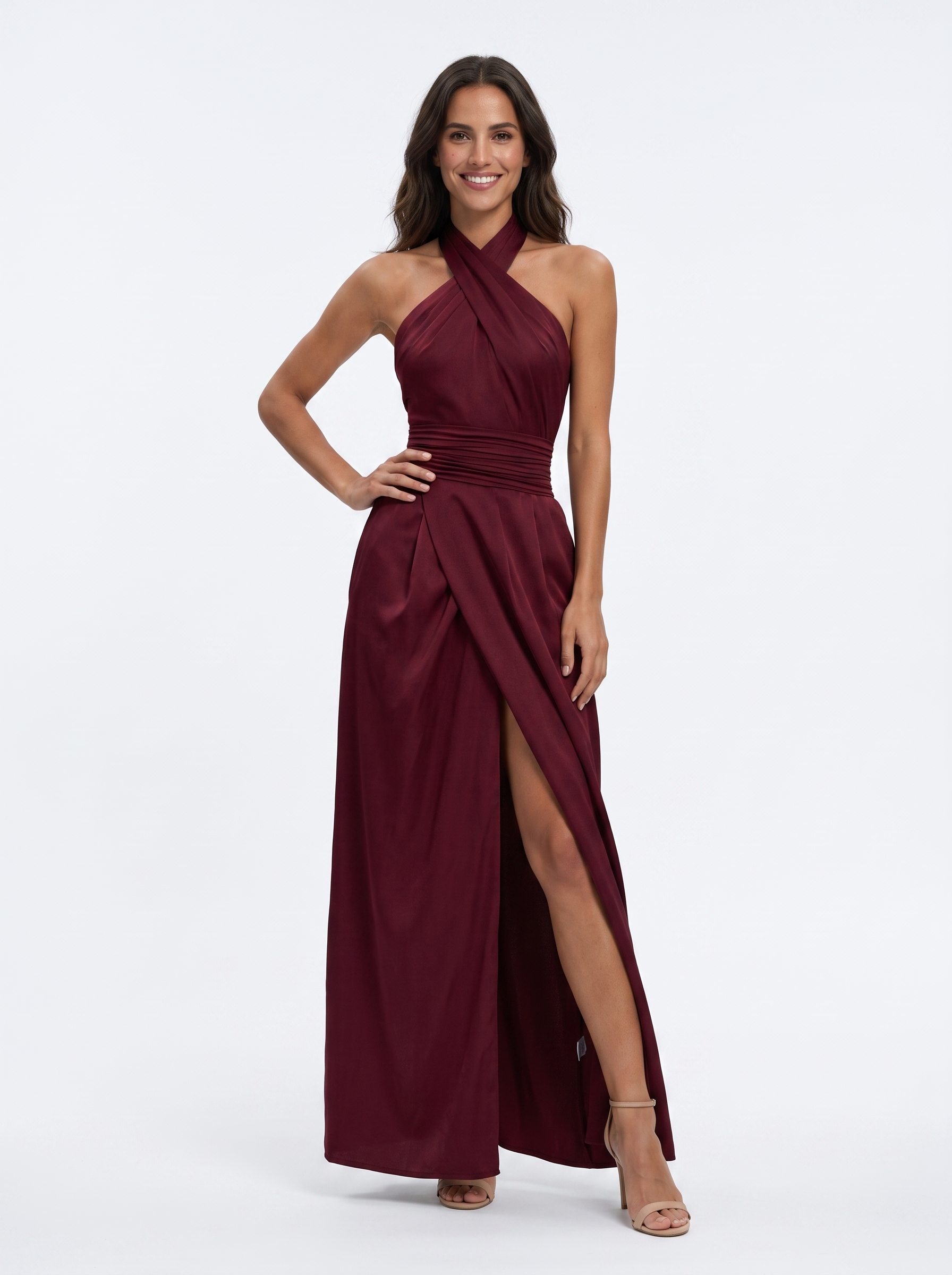 Athena - Elegant Halterneck Maxi Dress