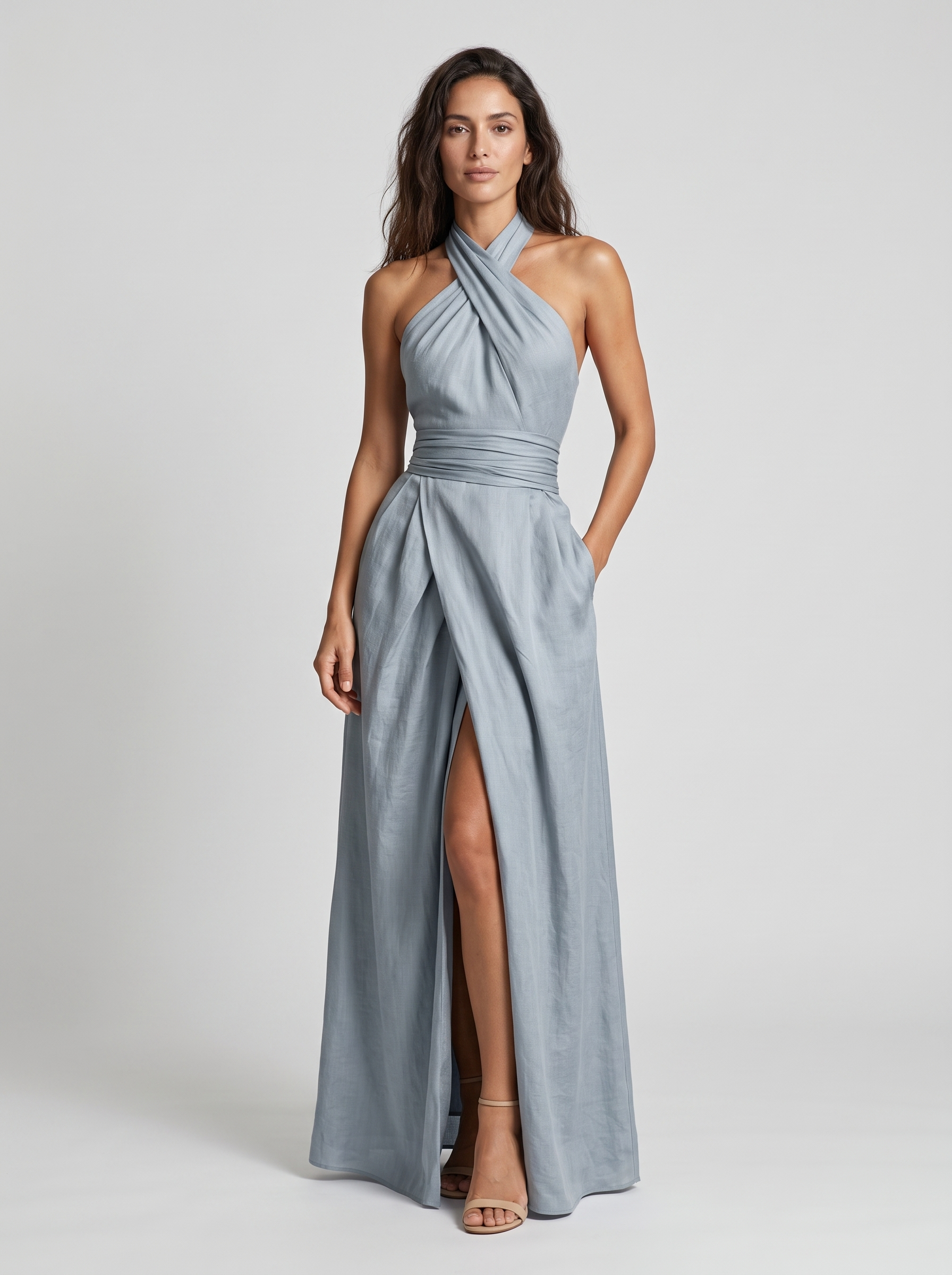 Athena - Elegant Halterneck Maxi Dress