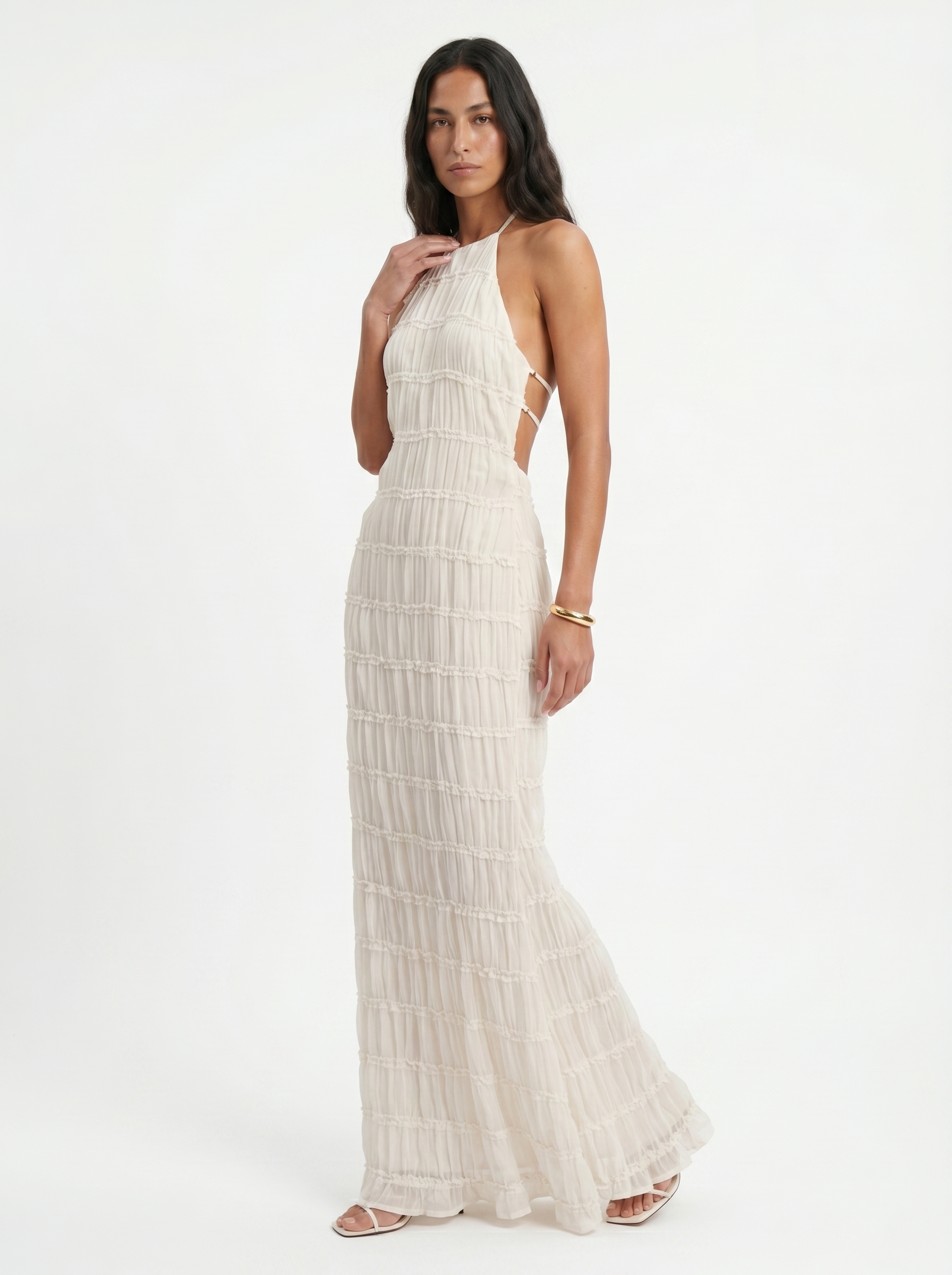 Nicole – Tiered Halterneck Maxi Dress