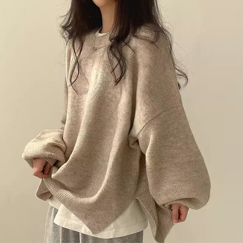 Edwina - Drop Shoulder Split Hem Sweater