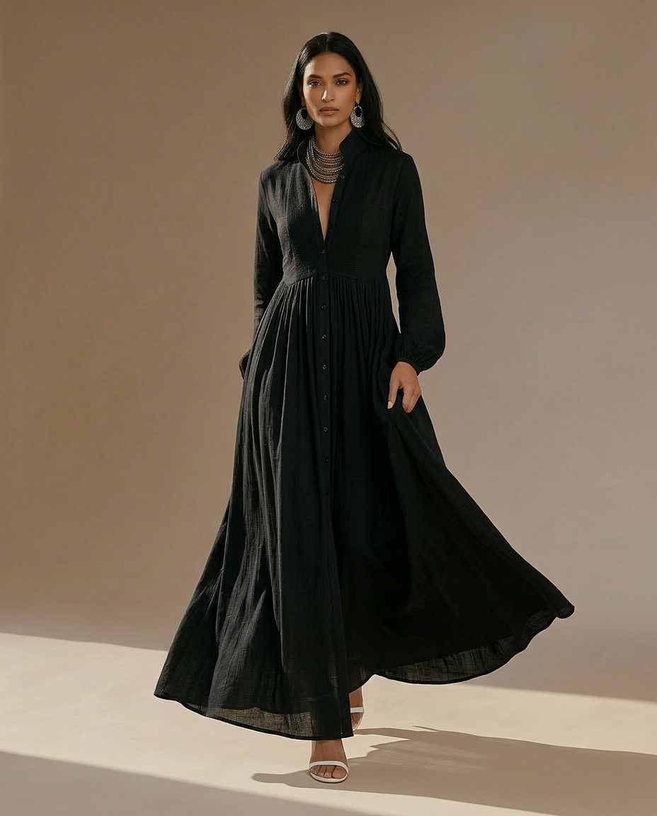 Nerys - Trendy Linen Maxi Dress