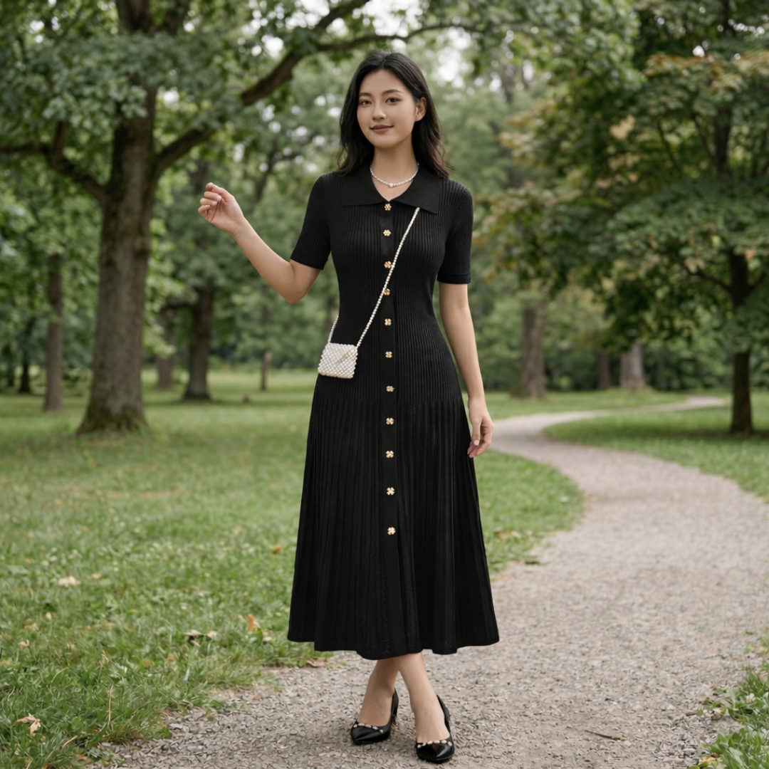 Hettie - Vintage Knit Maxi Shirt Dress