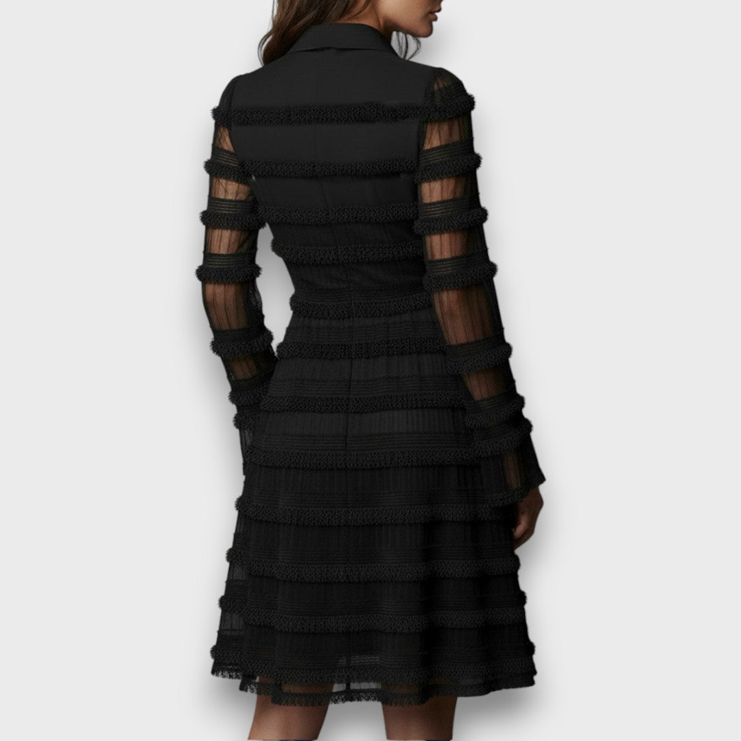 Tallulah – Midi Dress with Sheer Fringe