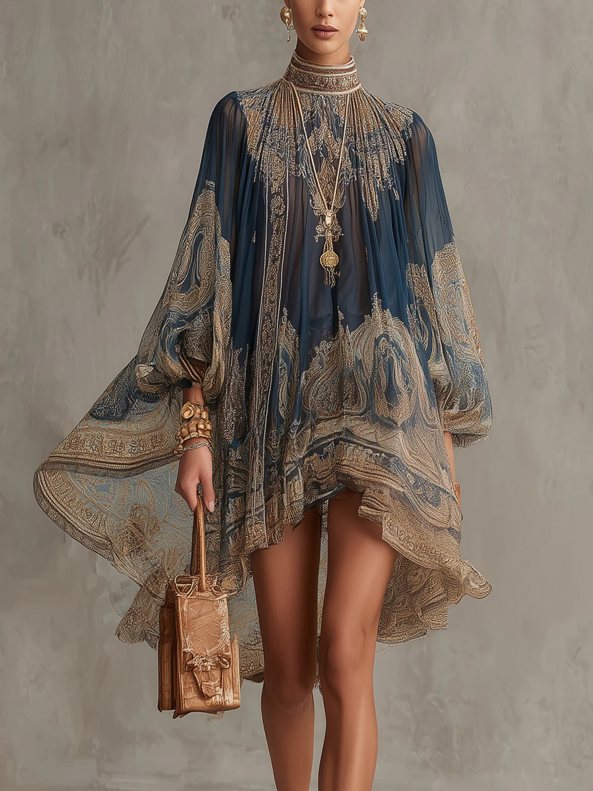 Tamara - Baroque Chiffon Mini Dress