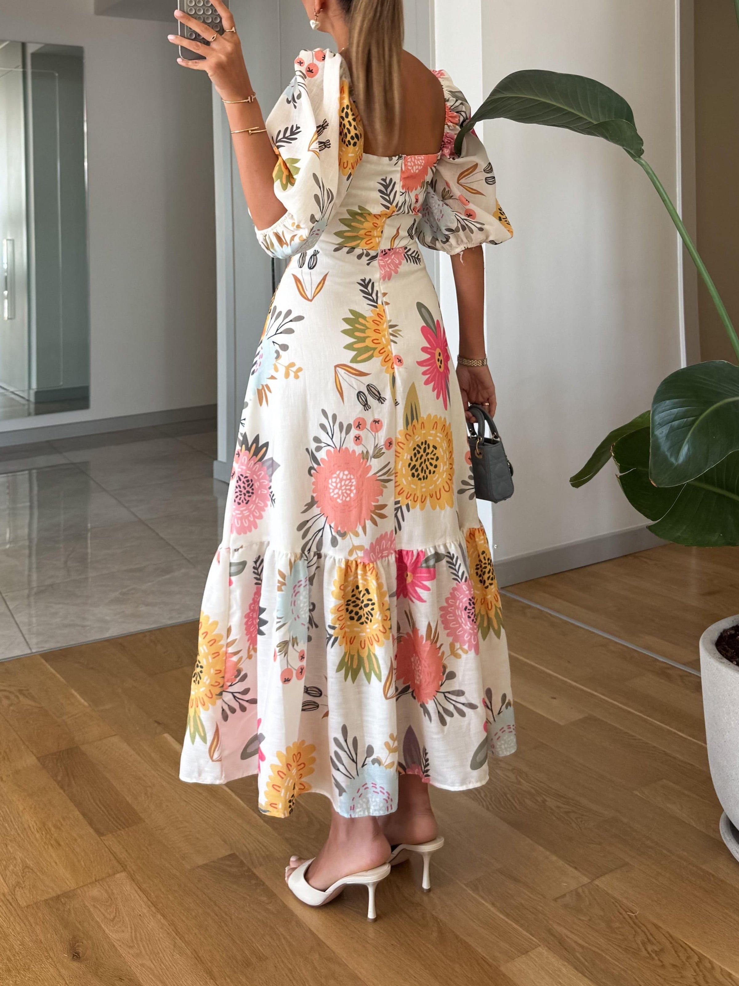 Eveline - Romantic Floral Midi Dress