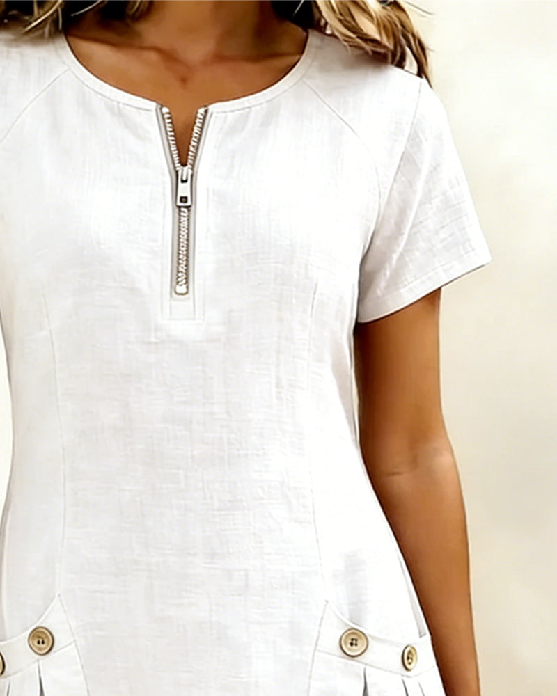 Marlow - Cotton Dress with Zip Pocket