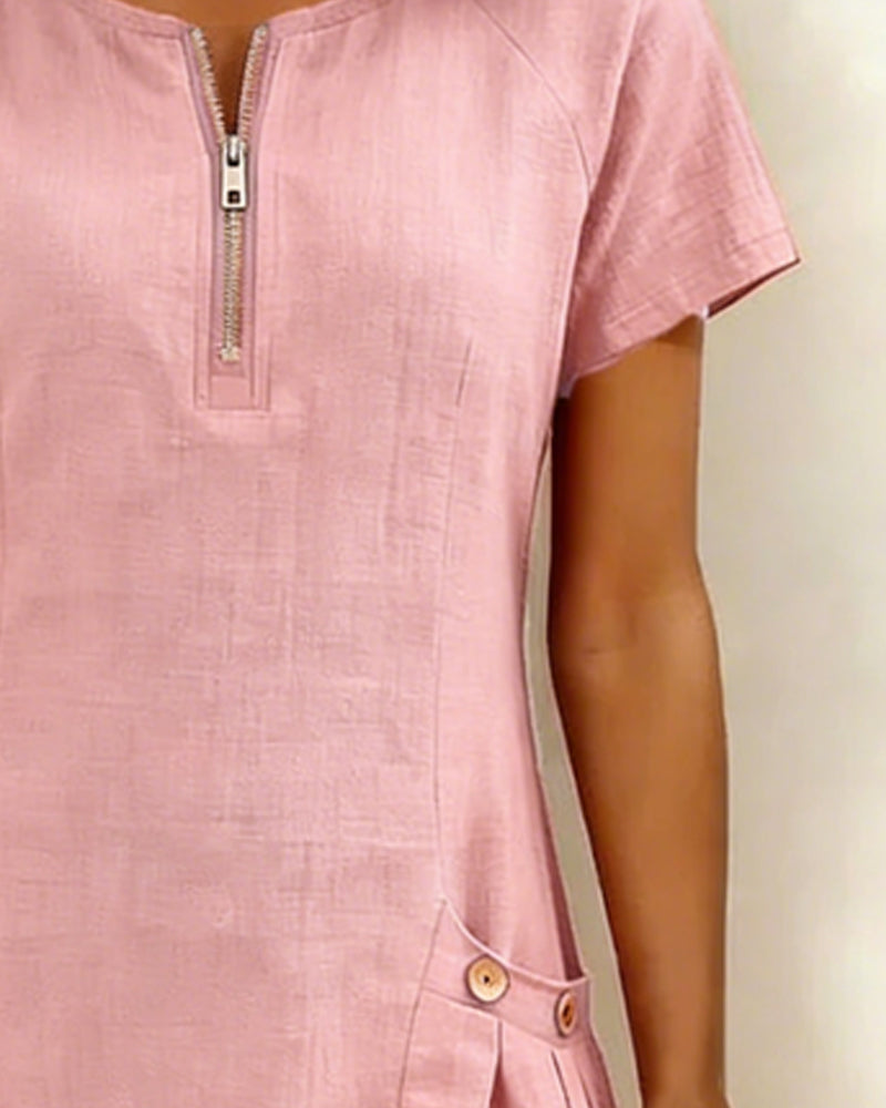 Marlow - Cotton Dress with Zip Pocket