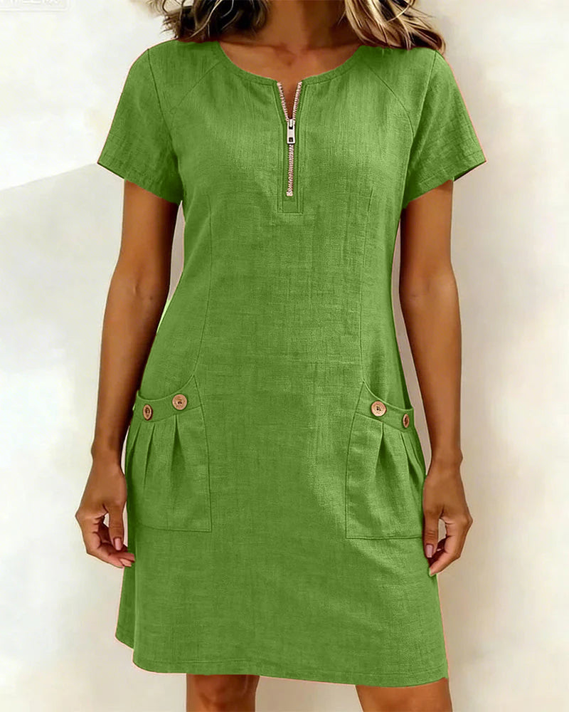 Hallie – Lightweight Linen Cotton A-Line Dress