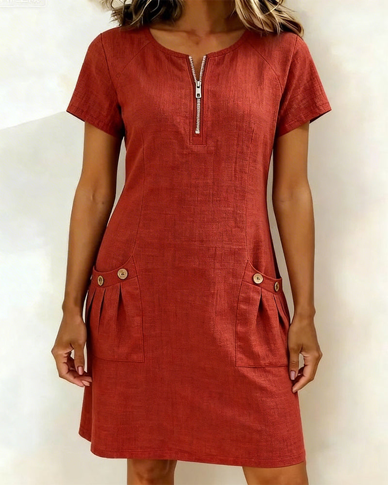 Marlow - Cotton Dress with Zip Pocket