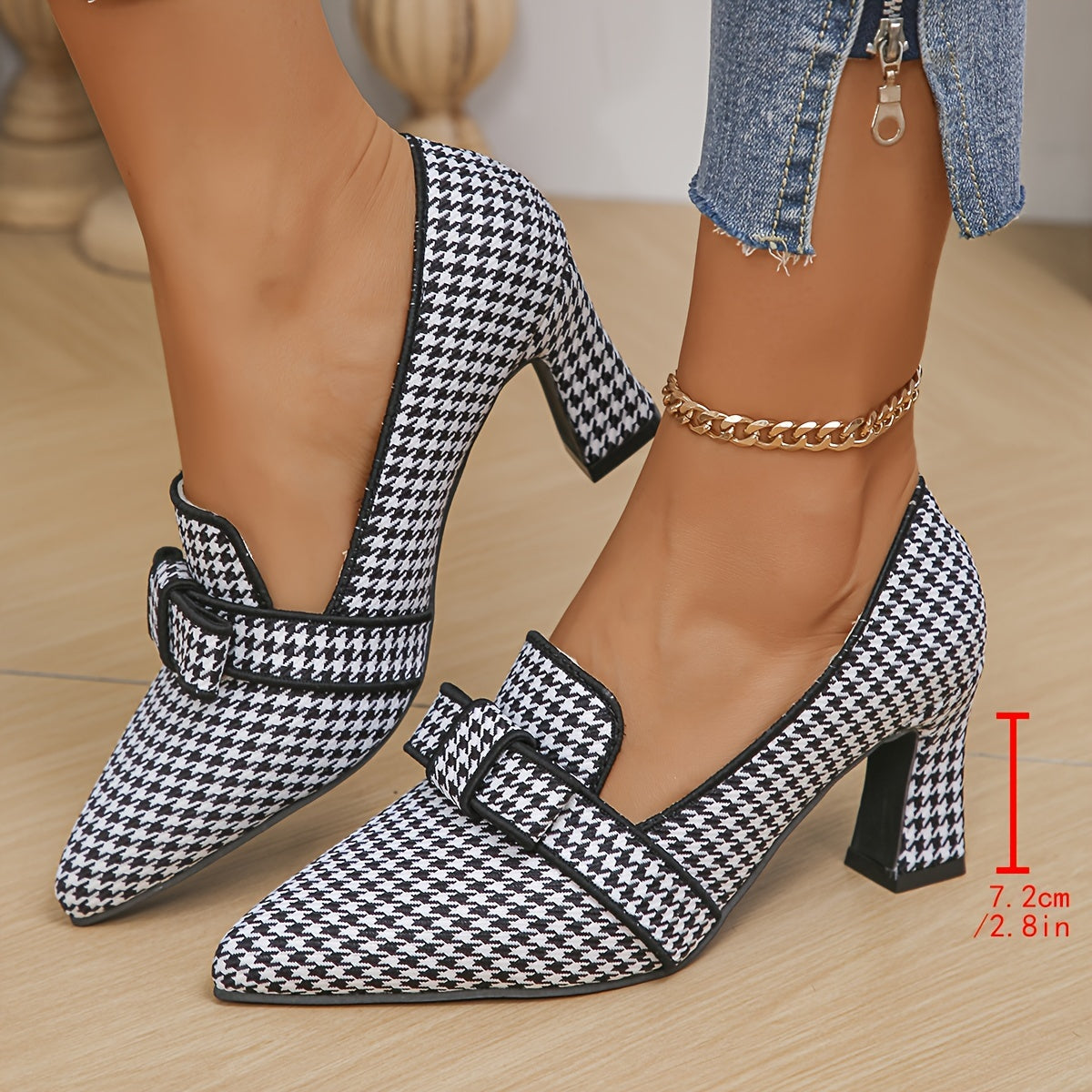 Leontine – Houndstooth Heeled Pumps