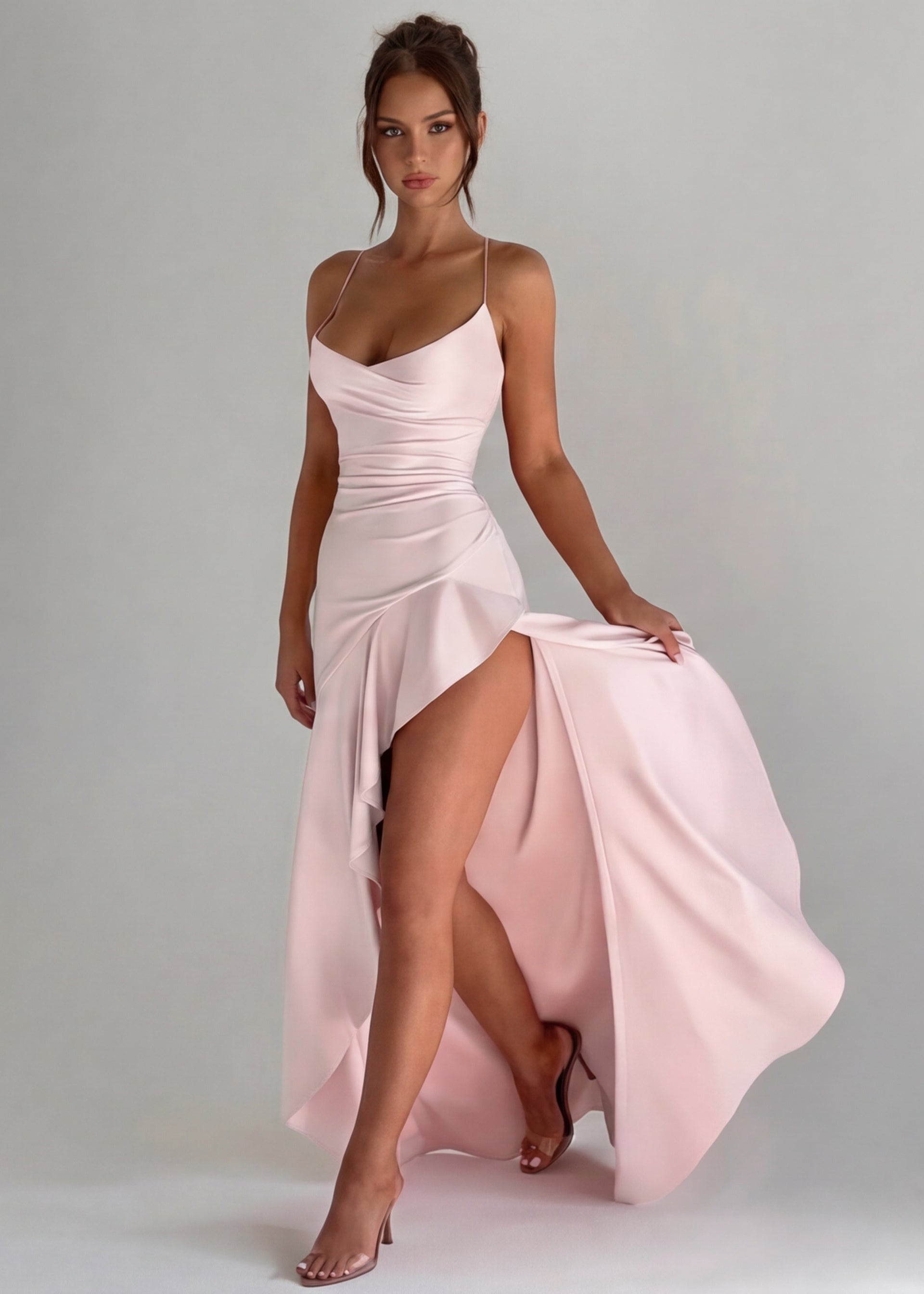 Isabeau - Elegant Draped Satin Muse Gown