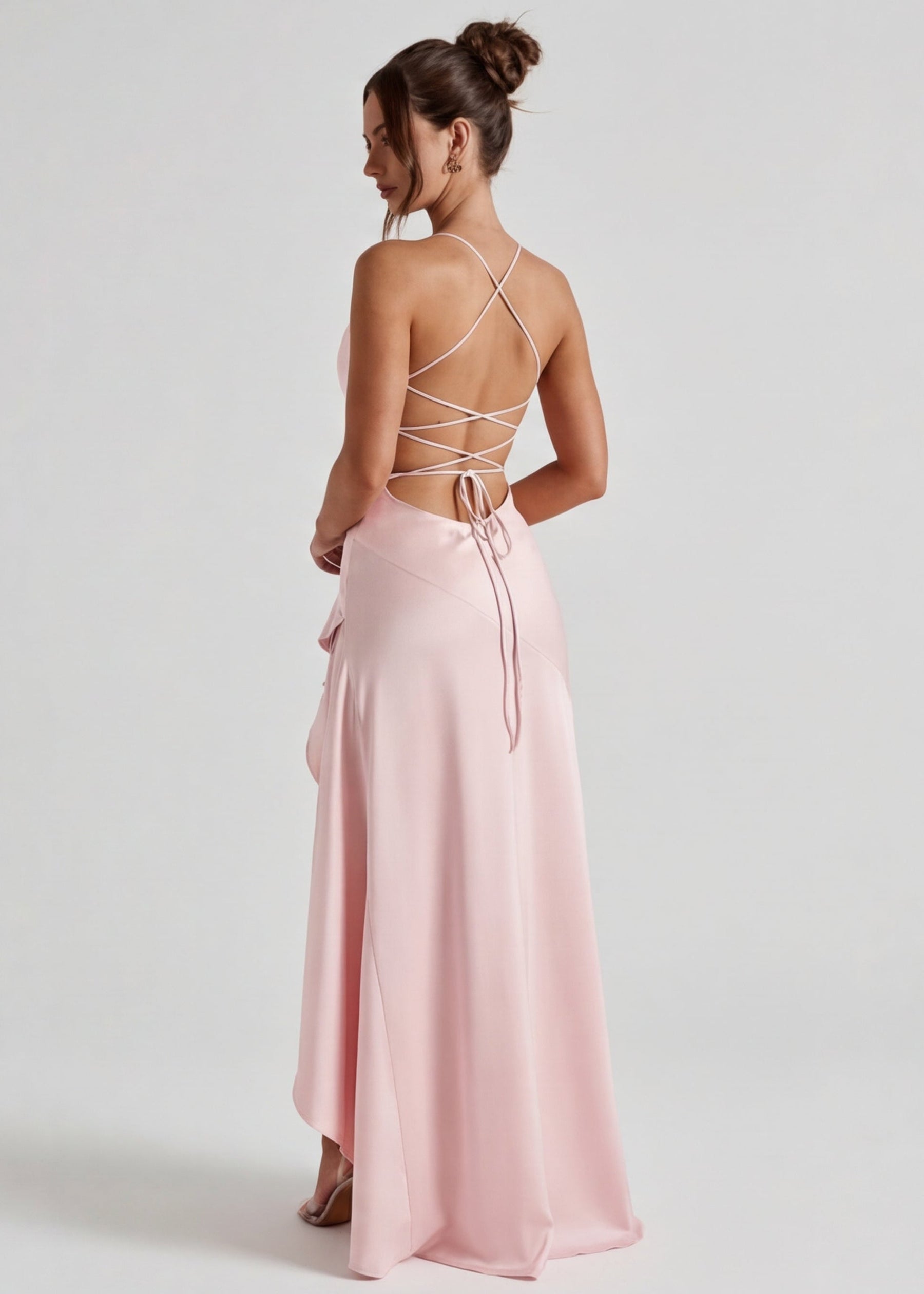 Isabeau - Elegant Draped Satin Muse Gown