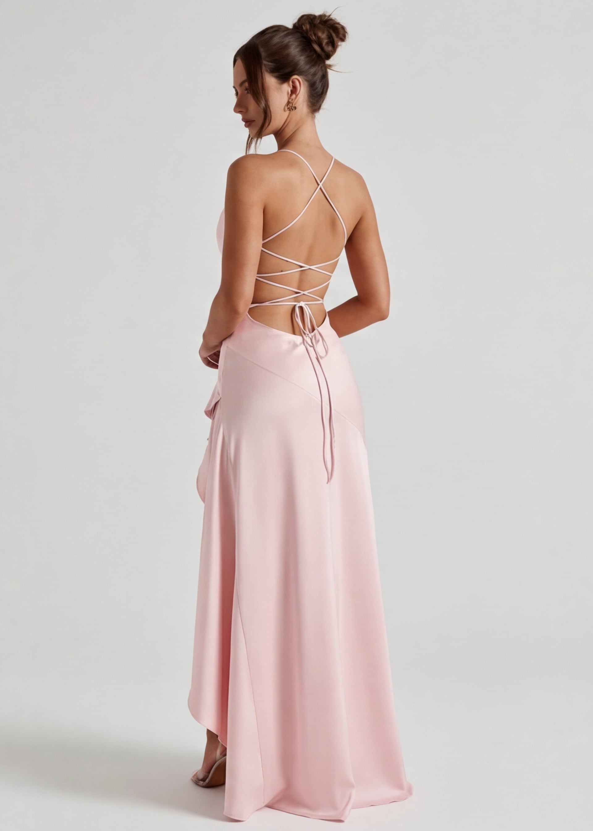Isabeau - Elegant Draped Satin Muse Gown
