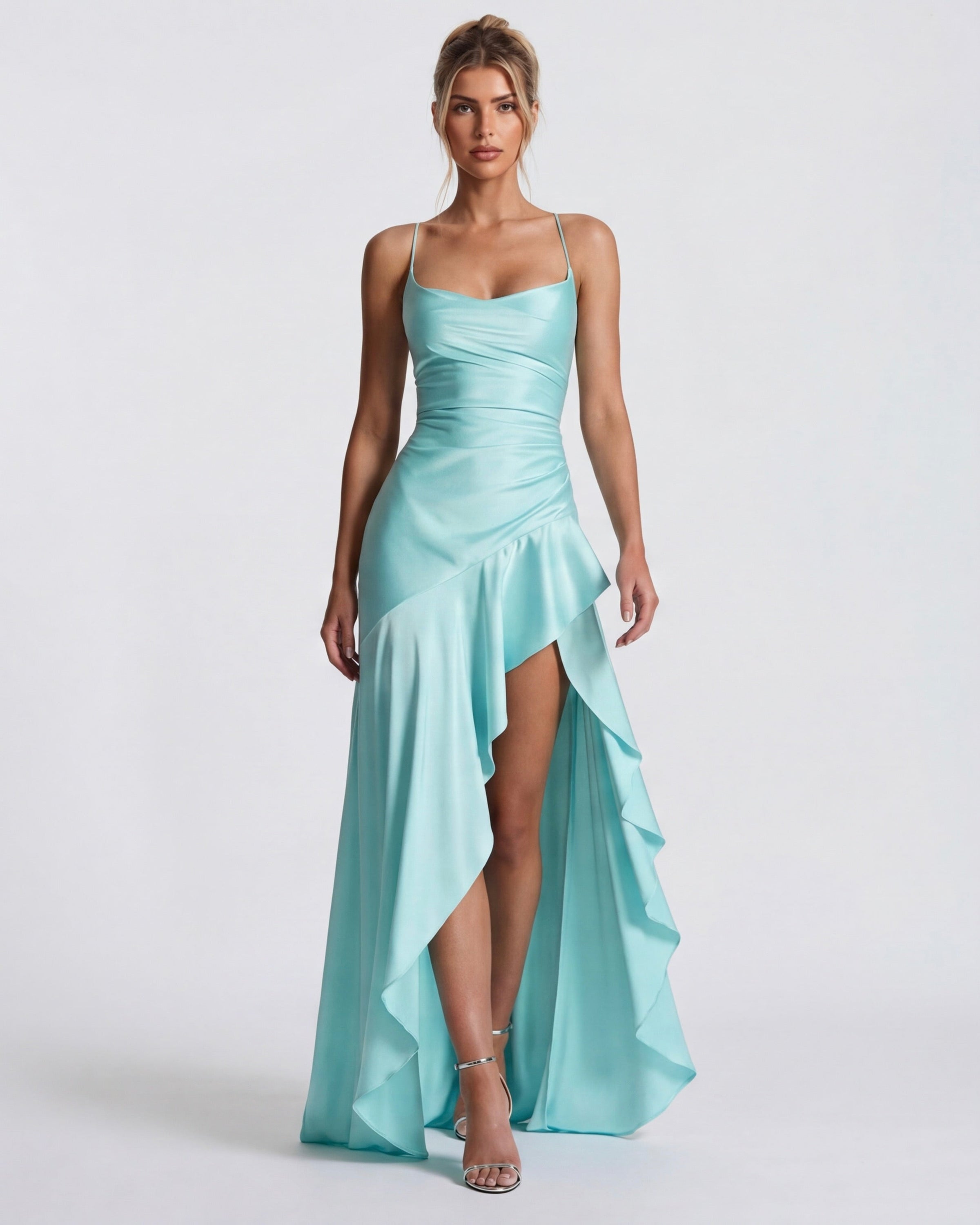 Isabeau - Elegant Draped Satin Muse Gown