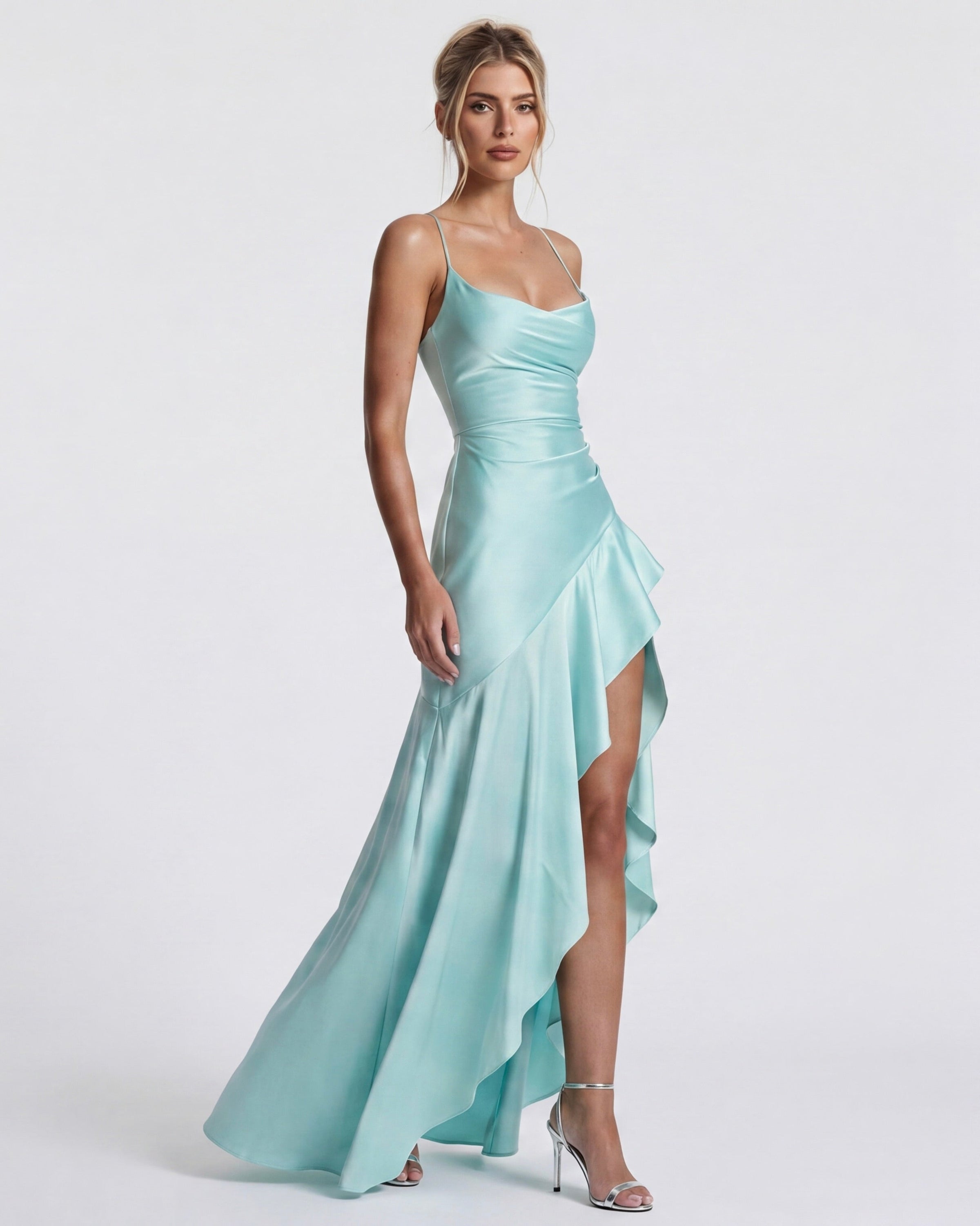 Isabeau - Elegant Draped Satin Muse Gown