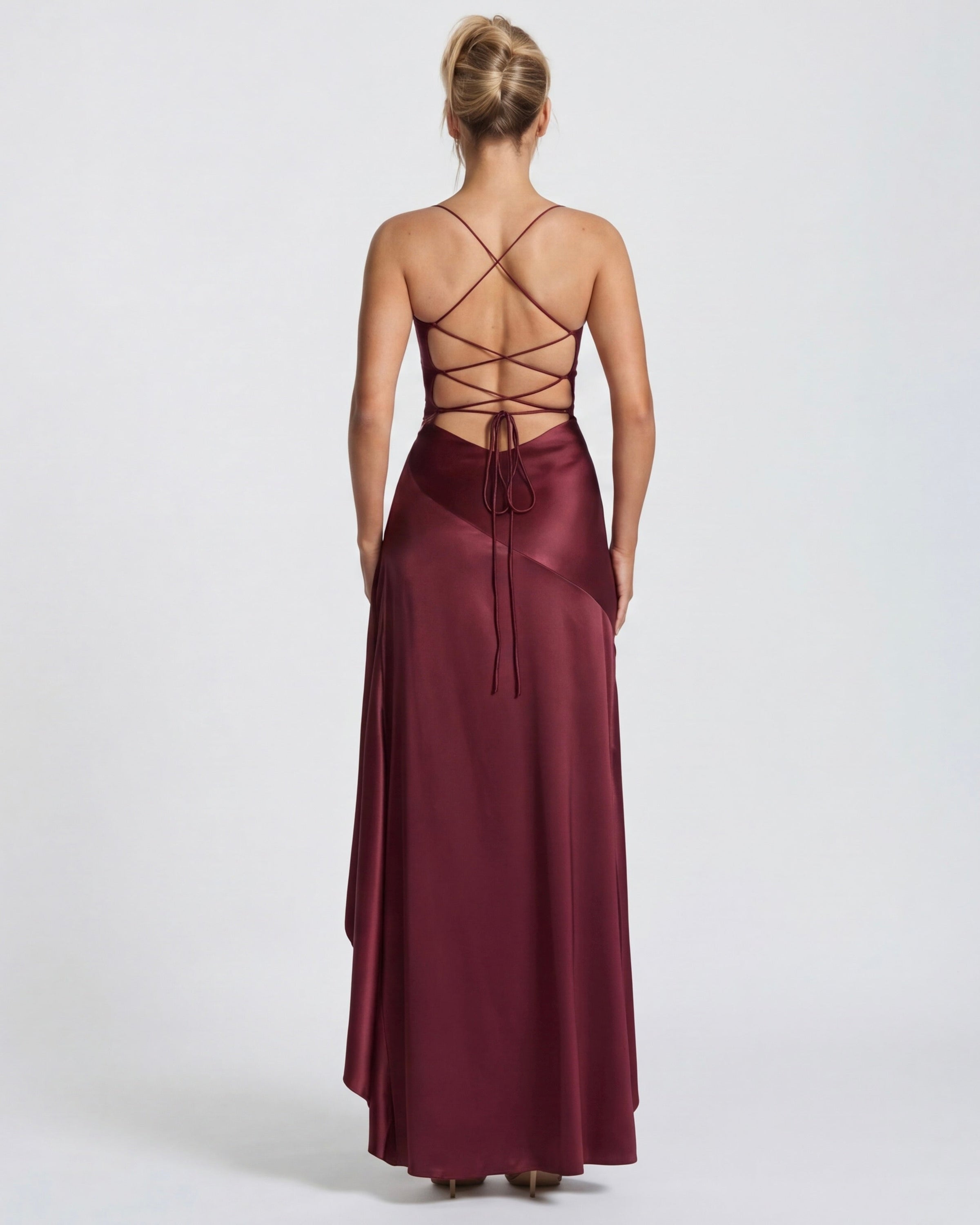 Isabeau - Elegant Draped Satin Muse Gown