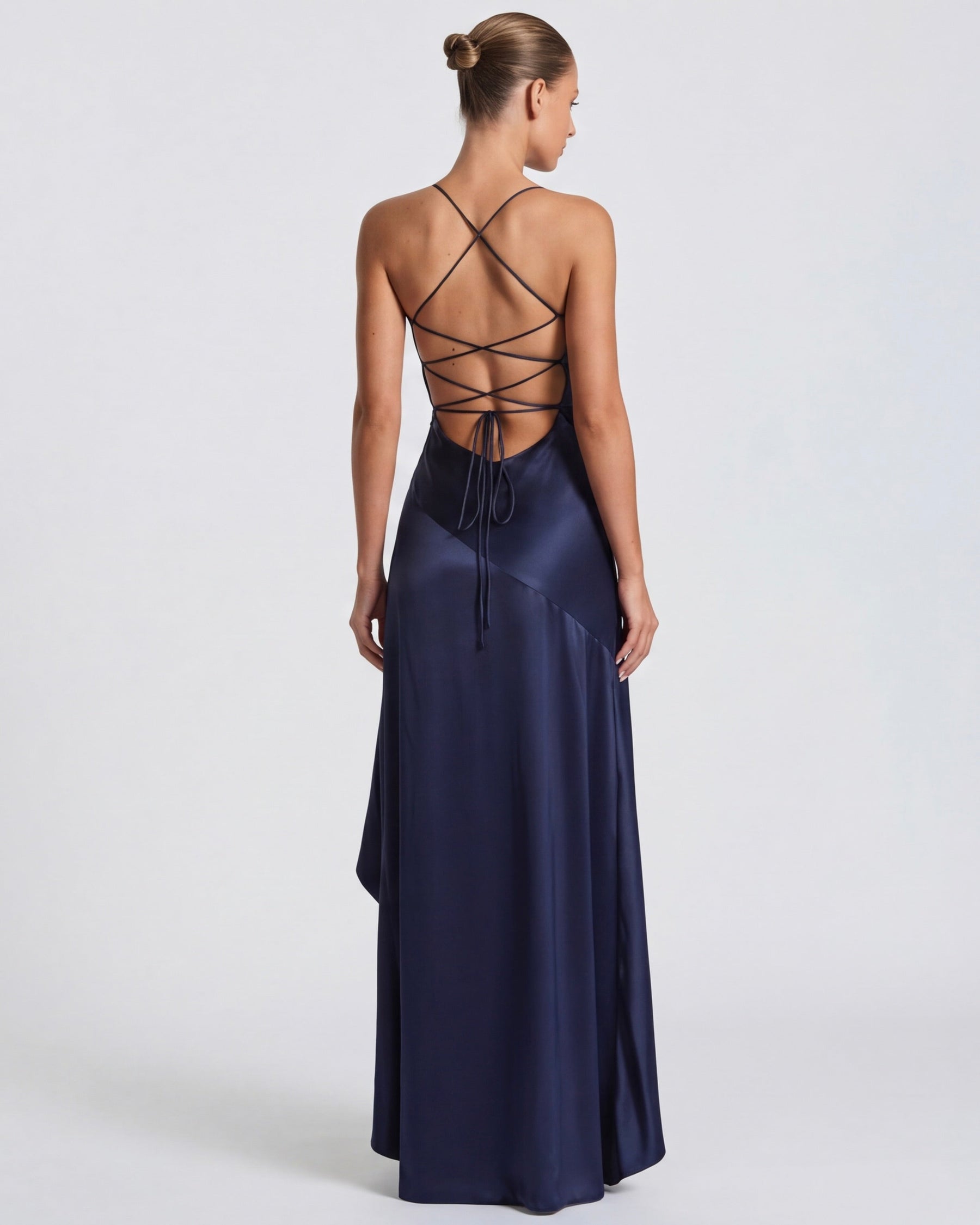 Isabeau - Elegant Draped Satin Muse Gown