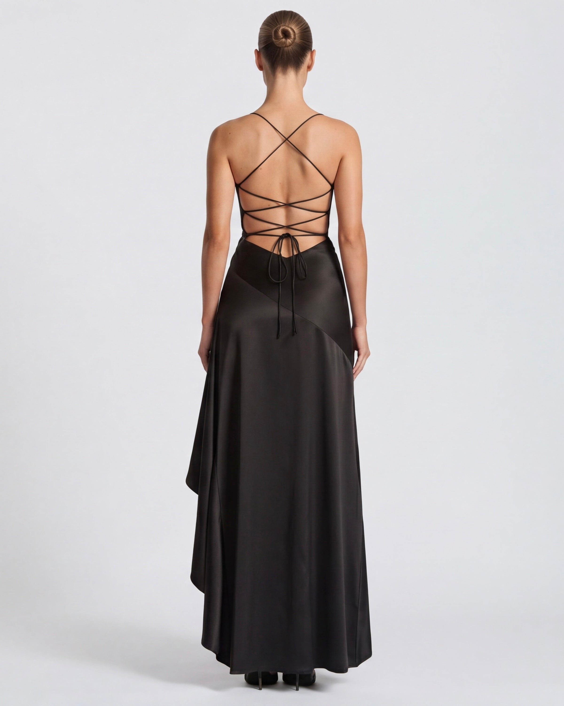 Isabeau - Elegant Draped Satin Muse Gown