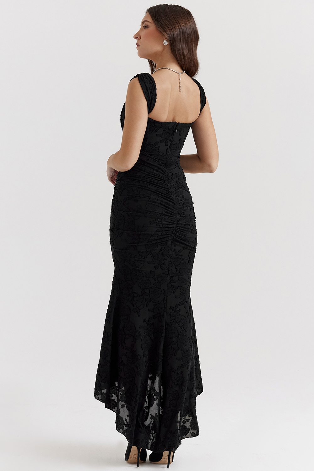 Magdalene - Lace Maxi Dress with Draped Waist