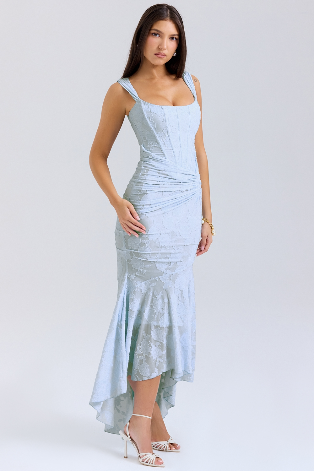 Magdalene - Lace Maxi Dress with Draped Waist