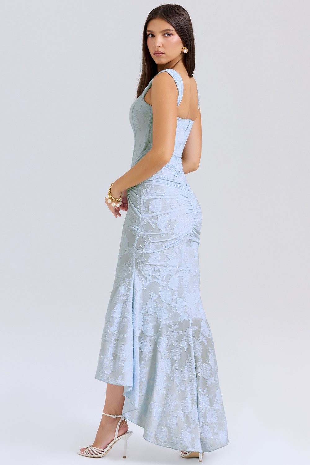 Magdalene - Lace Maxi Dress with Draped Waist