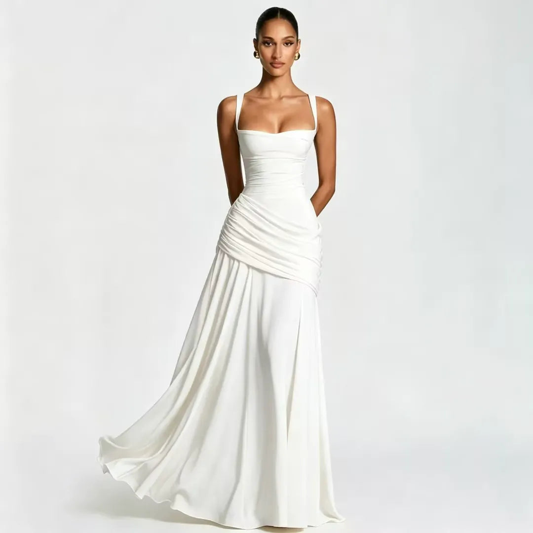 Kira – Ruched Square Neck Maxi Dress