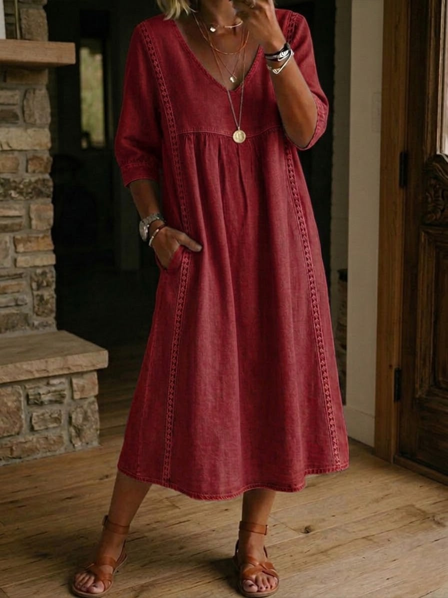 Helena - Casual Loose-Fitting Patchwork Lace Dress