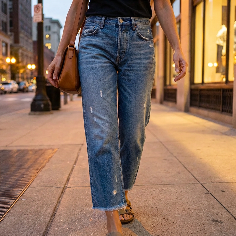 Davina - Retro Cropped Straight-Leg Jeans
